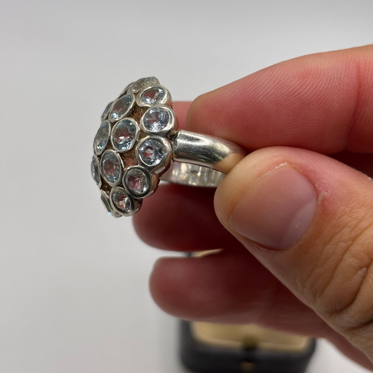 Silver Blue Topaz Chunky Ring (R)
