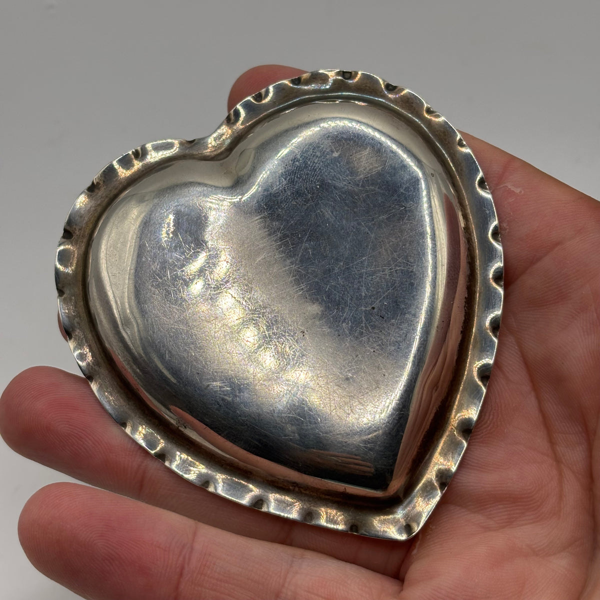 Silver Solid Heart Trinket Tray