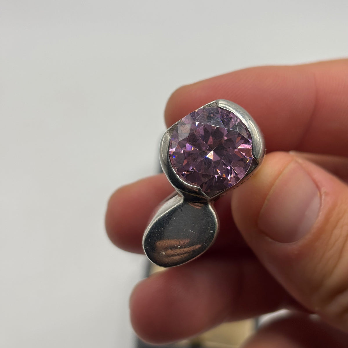 Silver Heavy Pink Topaz Ring (P)