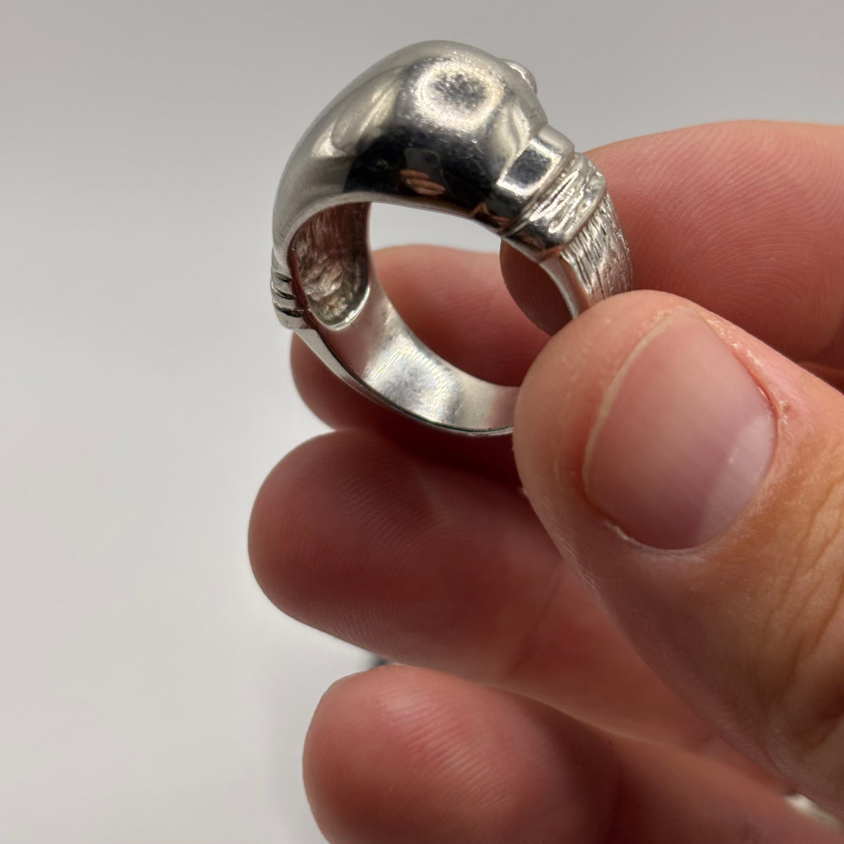 Silver Heavy Boxing Glove Ring (V)