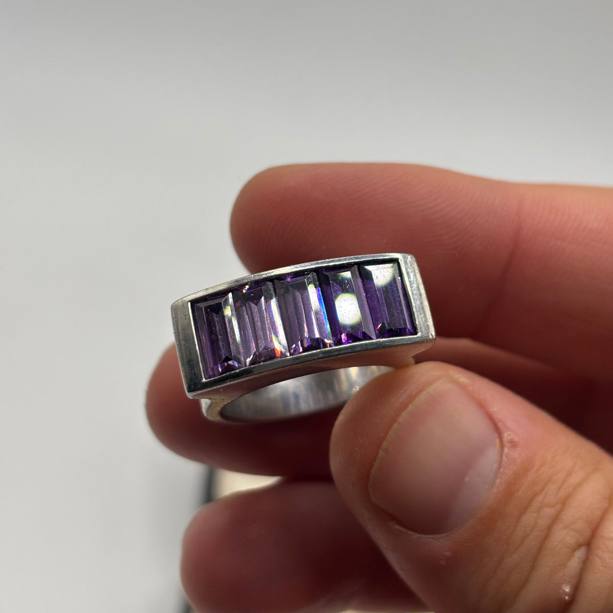 Silver Amazing Heavy Amethyst Ring (O)