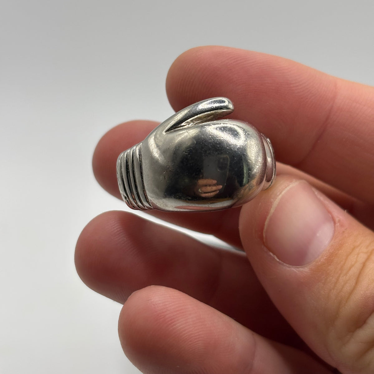 Silver Heavy Boxing Glove Ring (V)