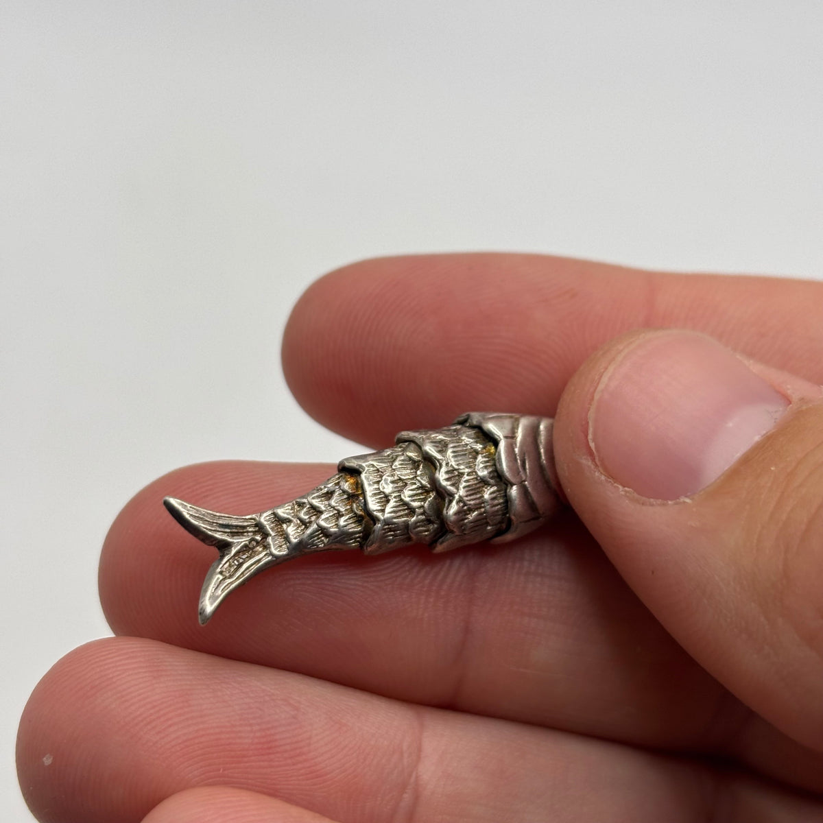 Silver Anatomical Fish Pendant