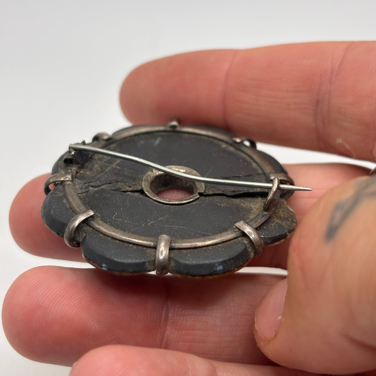 Silver Antique Victorian Agate Brooch