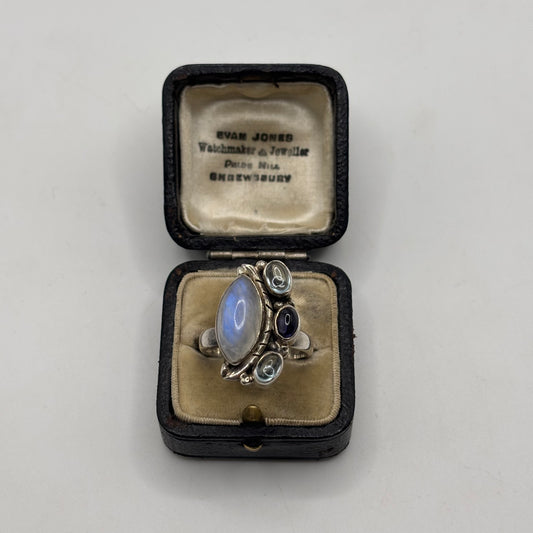 Silver Moonstone & Mixed Gem Ring (U)