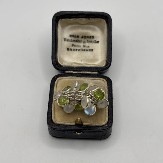 Silver Unusual Peridot & Moonstone Ring (N)