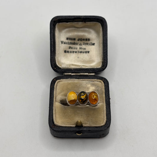 Silver Amber Triple Ring (M)