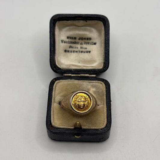 Gold On Silver Designer Medusa Head Ring (S)