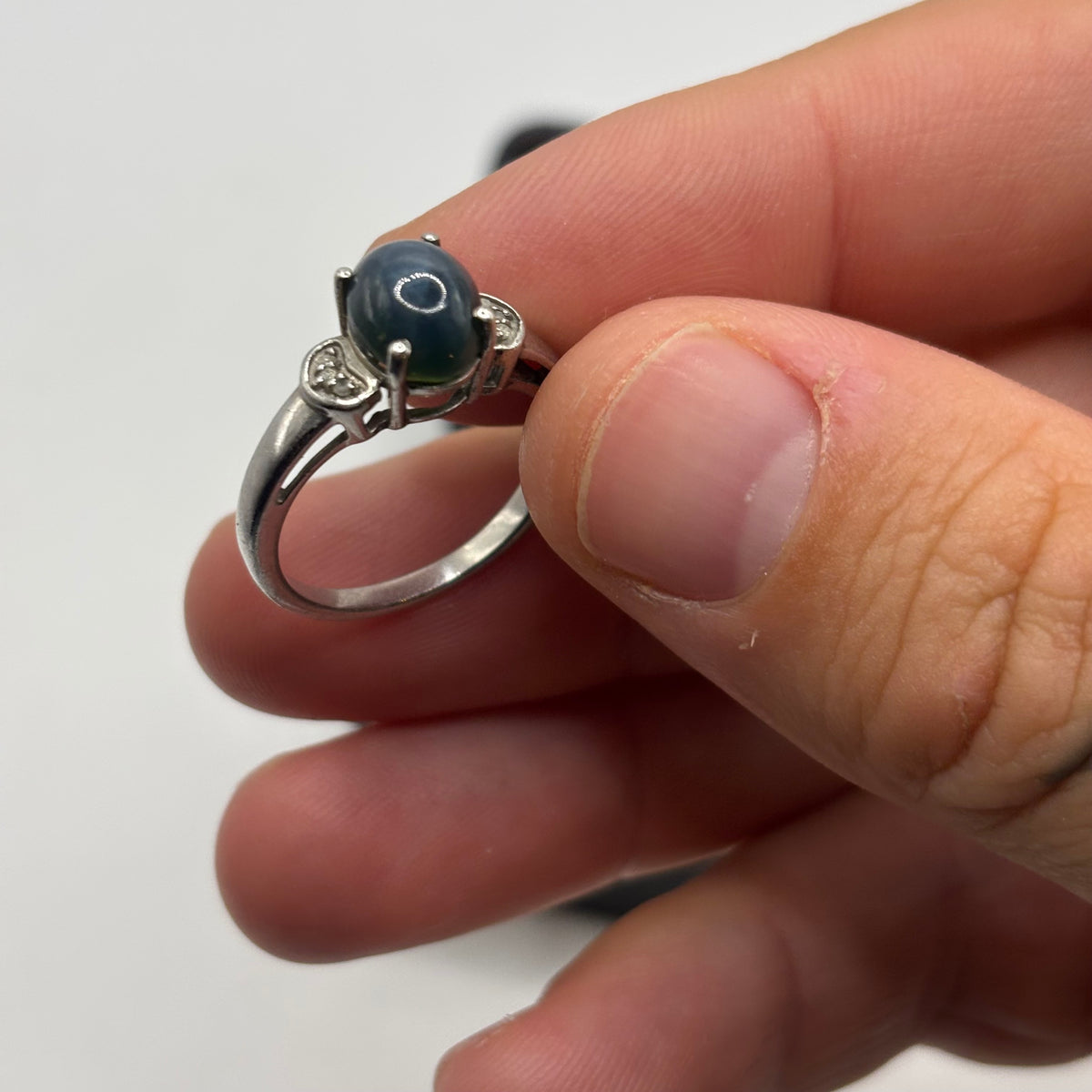 Silver Black Star Sapphire Ring (P)