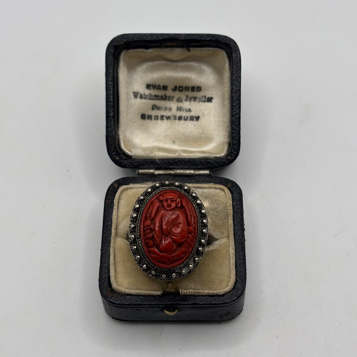 Silver 1920s Chinese Cinnabar Ring (O)