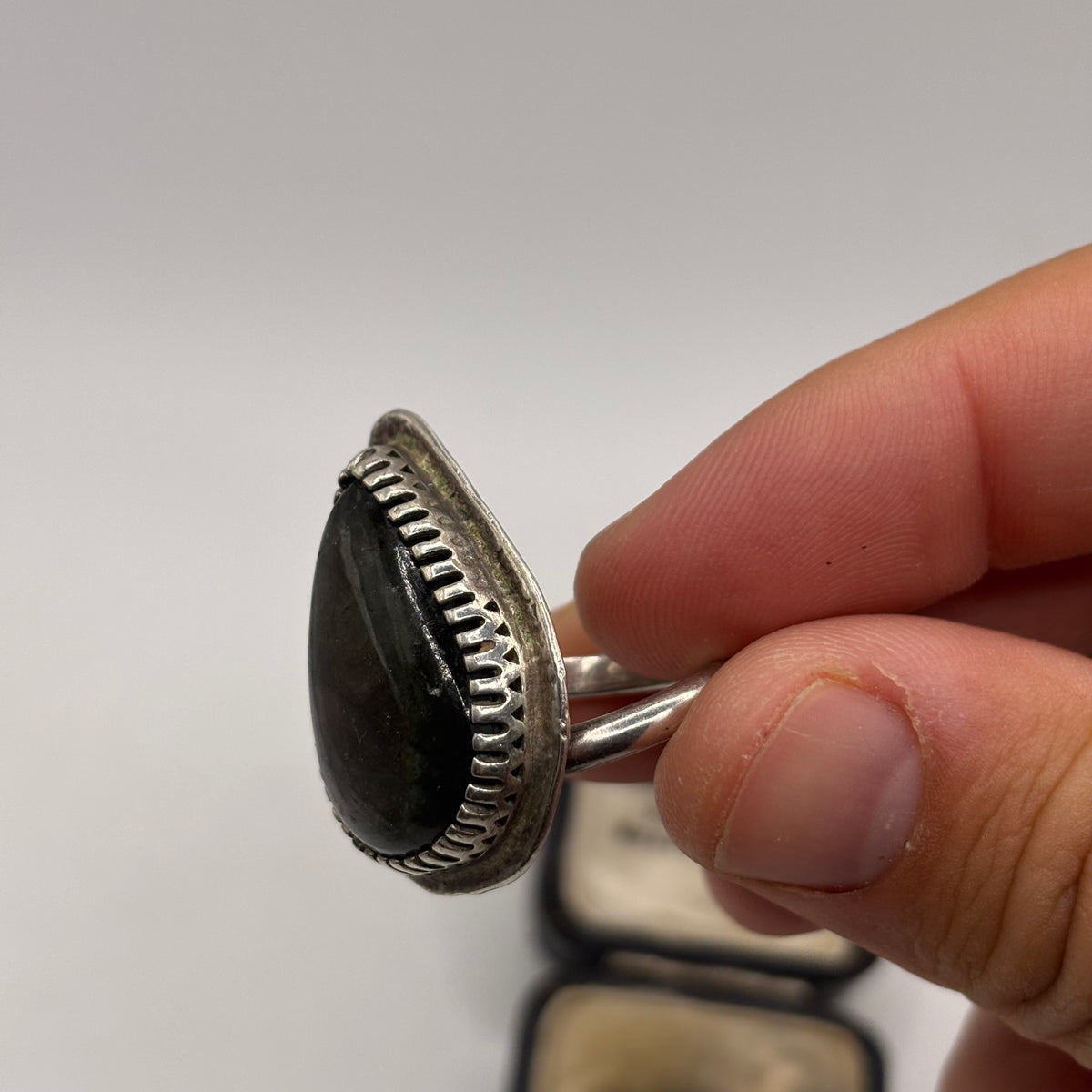 Silver Chunky Labradorite Ring (N)